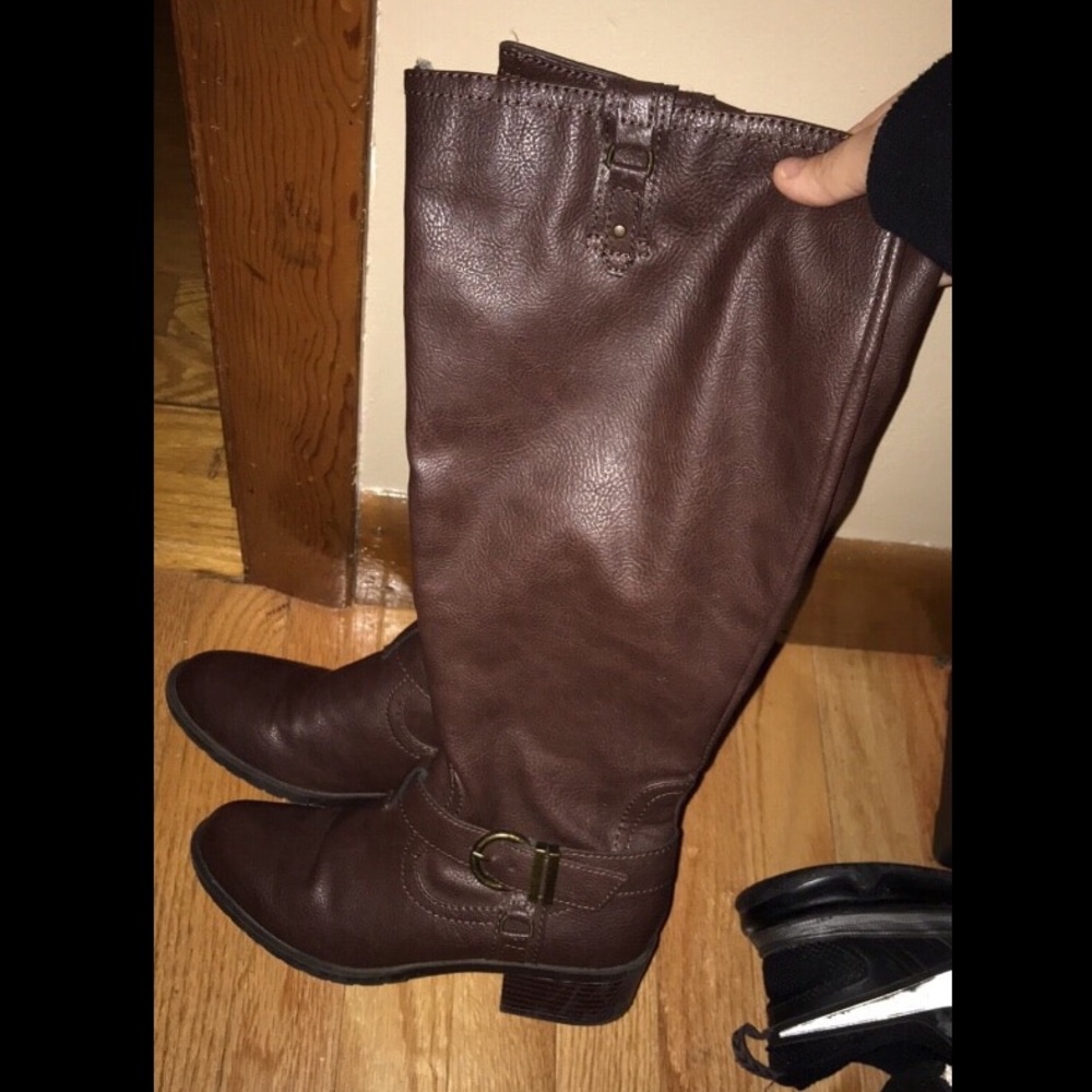 Brown Leather Knee High Boots